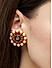 Ruby Pearl Black Enamelled Gold Plated Floral Stud Earrings