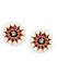 Ruby Pearl Black Enamelled Gold Plated Floral Stud Earrings