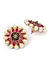 Ruby Pearl Black Enamelled Gold Plated Floral Stud Earrings