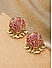 White Beads Pink Enamelled Gold Plated Textured Spherical Stud Earring