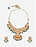 Fida Ethnic Pearl Temple Laxmiji Gold Plated Green Bib Necklace with Earrings jewellery Set for Women