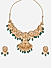 Fida Ethnic Pearl Temple Laxmiji Gold Plated Green Bib Necklace with Earrings jewellery Set for Women