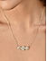 Toniq Gol Plated Floral Cz Stone Studded Charm Necklace 