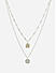 Toniq Silver Silver PlatedGeometric Layered Necklace for Women 