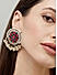 Kundan Beads Pink Navy Blue Enamelled Gold Plated Floral Stud Earring