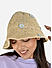 Women Woven Beige Straw with Blue Floral Summer Beach Hat