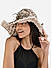 Women Cotton Polyester Grey Floral Summer Beach Hat