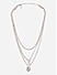 Toniq Silver Linked Y2K Chain Layered Necklace with heart For Women