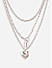 Toniq Silver Linked Y2K Chain Layered Necklace with heart For Women