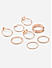 Toniq Set Of 8 Gold Minimalist Ring Set for Women