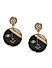Black and Gold-Toned Circular Drop Earrings