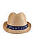 Brown Blue Printed Ribbon Kids Hat 
