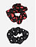 Set of 2 Red & Black Polka Dot Scrunchies Rubber Band 