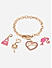 BARBIE™ Limited Edition Pink  & Gold Heart Charm Necklace and Multi Charms Bracelet Combo Set