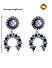 Navy Blue Enamelled Silver Plated Oxidised Circular Drop Earring