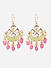 Pastel Mint Green Pink  Kundan Pearls Gold Plated Chandbali Earring