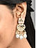 Pastel Pink White Pearls Kundan Gold Plated Crescent Drop Earring