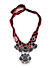Ghungroo Red Black Silver Plated Oxidised Braided Statement Necklace