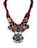 Ghungroo Red Black Silver Plated Oxidised Braided Statement Necklace