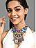 Blue Brown Ghungro Silver Plated Braided Statement Necklace