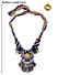 Blue Brown Ghungro Silver Plated Braided Statement Necklace