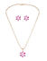 American Diamond Ruby Rose Gold Plated Floral Pendant Set