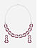 American Diamond Ruby Silver Plated Linked Jewellery Set