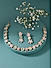 American Diamond Pink Green Stones Gold Plated Floral Jewellery Set