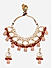 Red Ornate Pearls Kundan Gold Plated Jewellery Set with Maangtikka