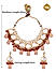 Red Ornate Pearls Kundan Gold Plated Jewellery Set with Maangtikka