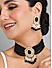Black Stones Pearls Beads Kundan Gold Plated Choker Set