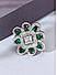 Emerald American Diamond Silver Plated Floral Cocktail Ring