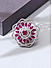 American Diamond Ruby Silver Plated Floral Cocktail Ring