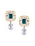 Emerald Pearl Cubic Zirconia Gold Plated Geometric Drop Earring