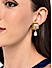Peach Stone Pearl Cubic Zirconia Gold Plated Geometric Drop Earring