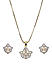 Cubic Zirconia Gold Plated Floral Pendant Set