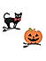 Set Of 2 Orange Pumkin Face and Scary Cat Halloween Kids Alligator Hair Clip