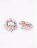 Premium 14k Rhodium-Plated AAA American Diamond Baby Pink Floral Studs