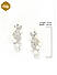 Premium 14k Rhodium-Plated AAA American Diamond  White Pearls Floral Studs