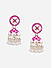 Women  Silver Plated Hot Pink Floral  Wedding Jhumkas earrings