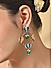 Silver Lotus Green Beads Twin Parrot Drop earrings