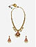 Women Gold  White Pearls Temple Choker Necklace & Earrings Set