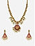 Women Gold  White Pearls Temple Choker Necklace & Earrings Set