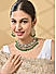 Women Green Pearl & Gold Statement Wedding Choker Necklace & Earrings Set