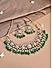 Women Green Pearl & Gold Statement Wedding Choker Necklace & Earrings Set