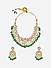 Women Green Pearl & Gold Statement Wedding Choker Necklace & Earrings Set