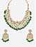 Women Green Pearl & Gold Statement Wedding Choker Necklace & Earrings Set