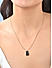 Women Gold Casual Black Stone Studded Minimal Pendant Necklace