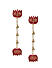 Fuchsia Gold Plated Enamelled Lotus Drop Earring