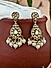 Gold Plated Bridal Teardrop White Kundan Stone & Pearls Drop Earrings